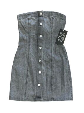 Fourteen Twelve 1412 Grey Jean Strapless Mini Dress NWT Medium Party Retro